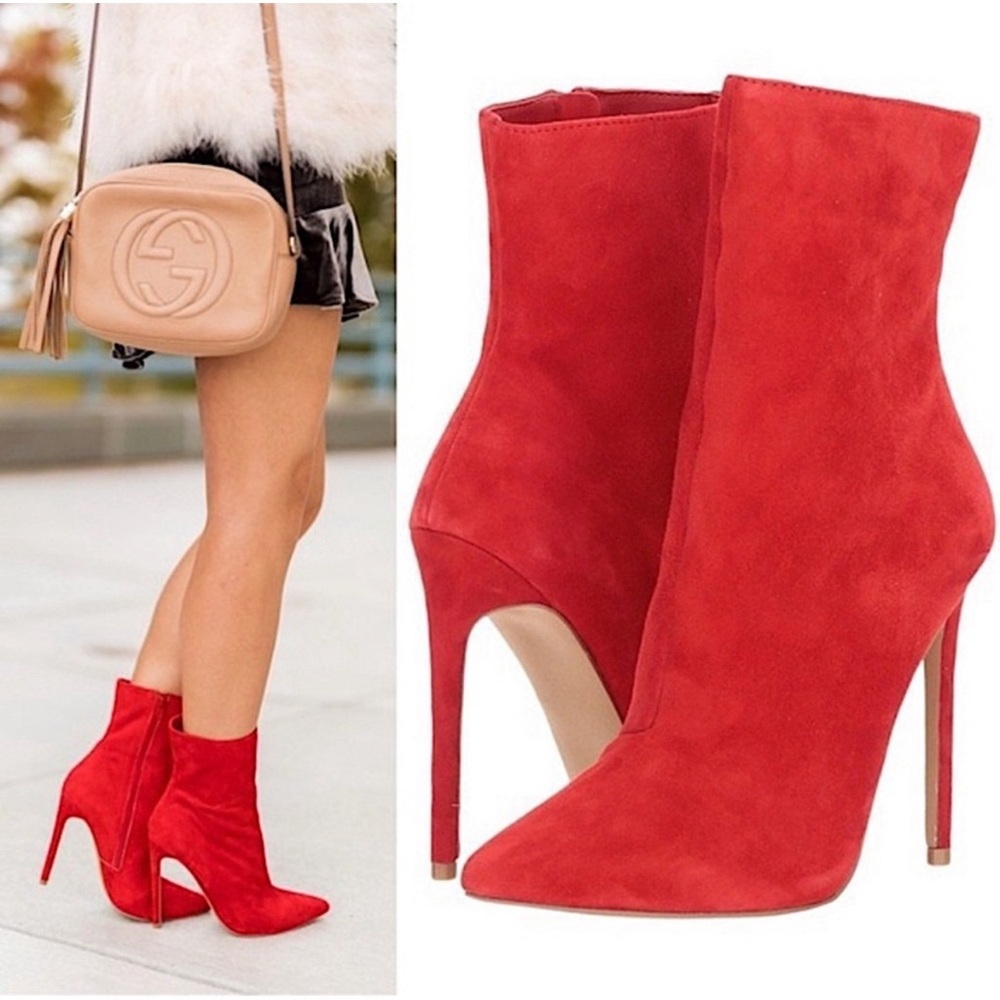 Steve Madden Wagner Stiletto-Heel Booties in Red